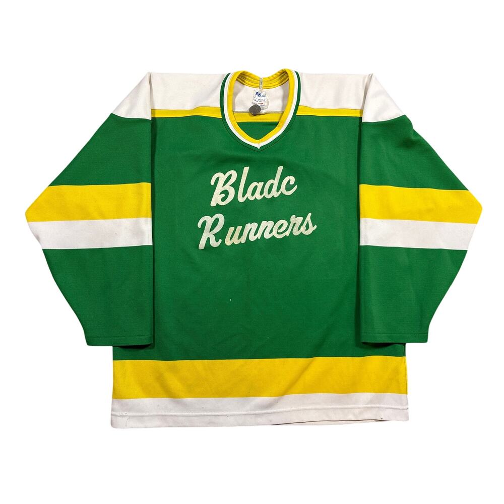 Vtg 80s “Blade Runners” Maska heavyweight L Hockey Jersey Moe 2 polyester Canada